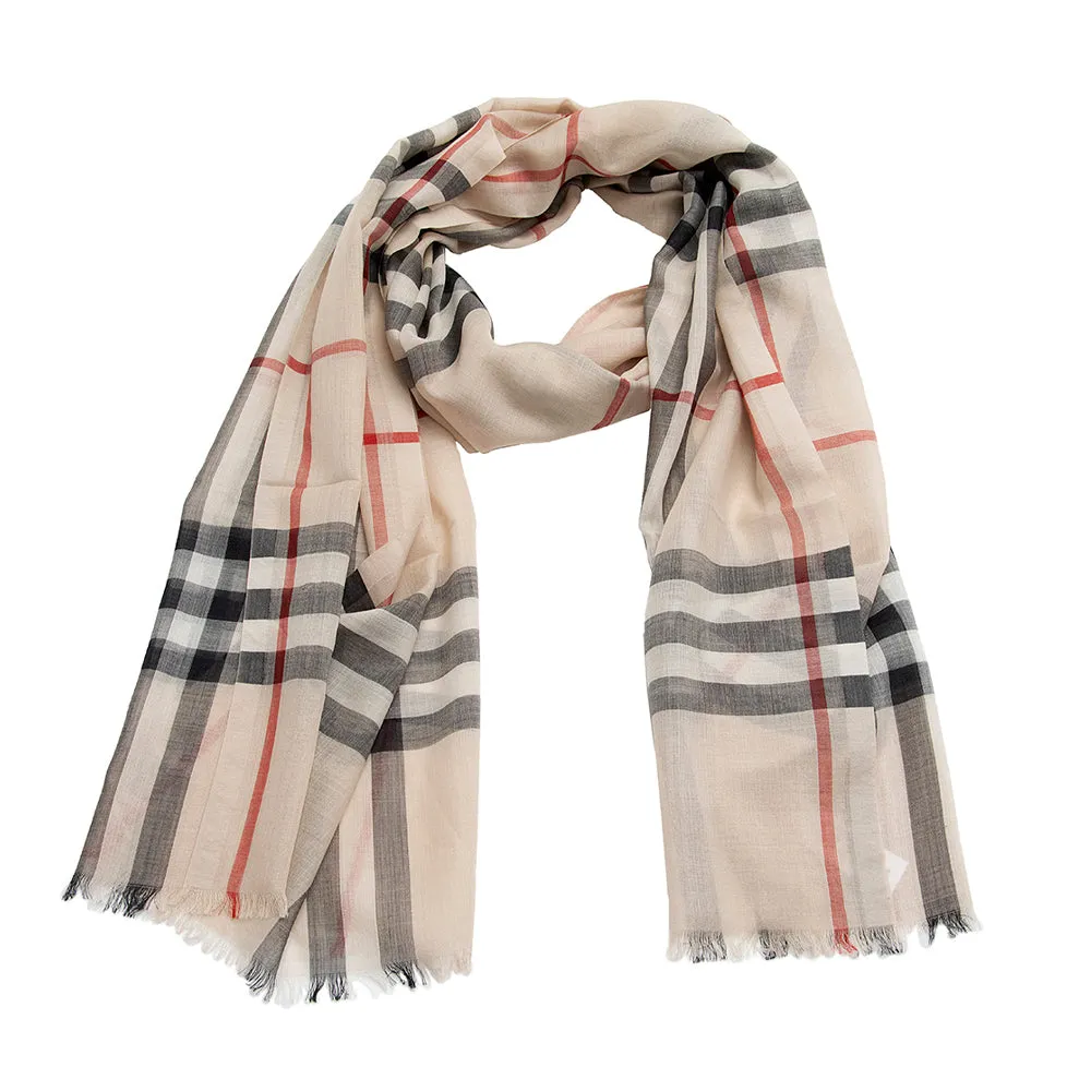 Burberry Wool Silk Giant Check Scarf (SHF-21082)