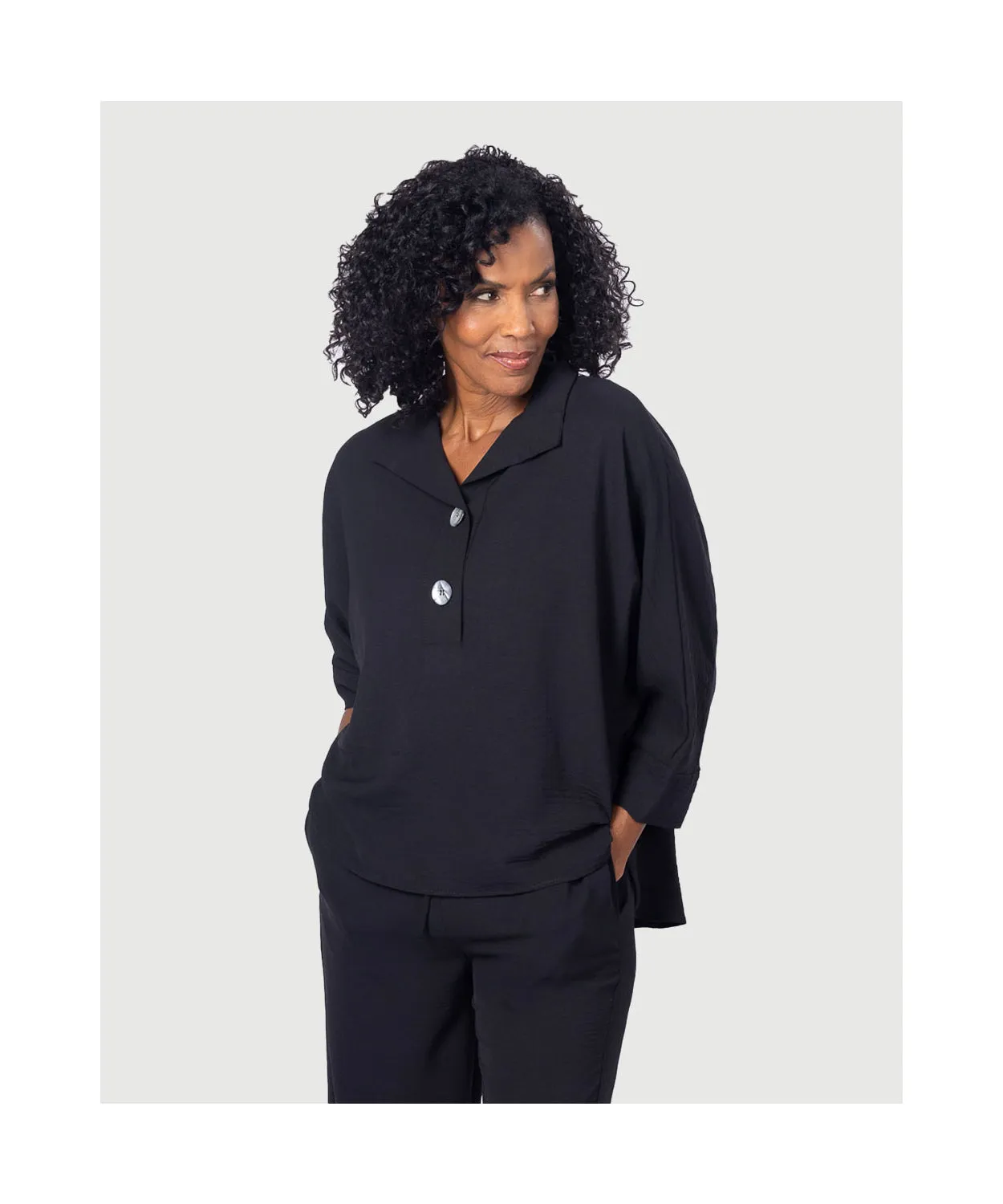 Collared Dolman Sleeve Blouse