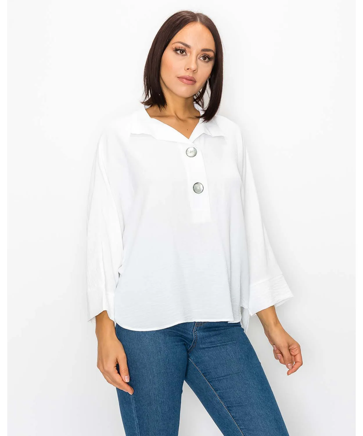 Collared Dolman Sleeve Blouse