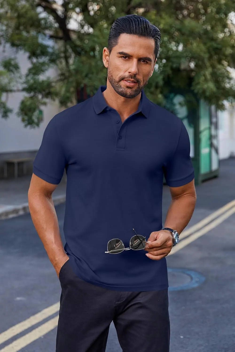 COOFANDY Men's Cotton Pique Polo Shirts Short Sleeve Golf Shirts Basic Casual Collared T-Shirt