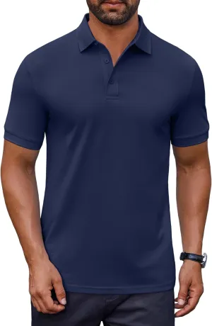 COOFANDY Men's Cotton Pique Polo Shirts Short Sleeve Golf Shirts Basic Casual Collared T-Shirt