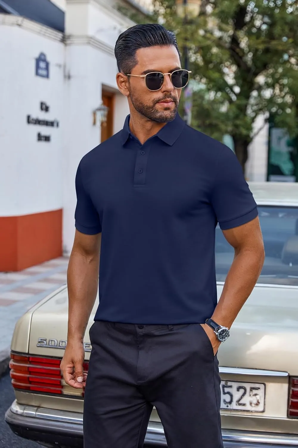 COOFANDY Men's Cotton Pique Polo Shirts Short Sleeve Golf Shirts Basic Casual Collared T-Shirt