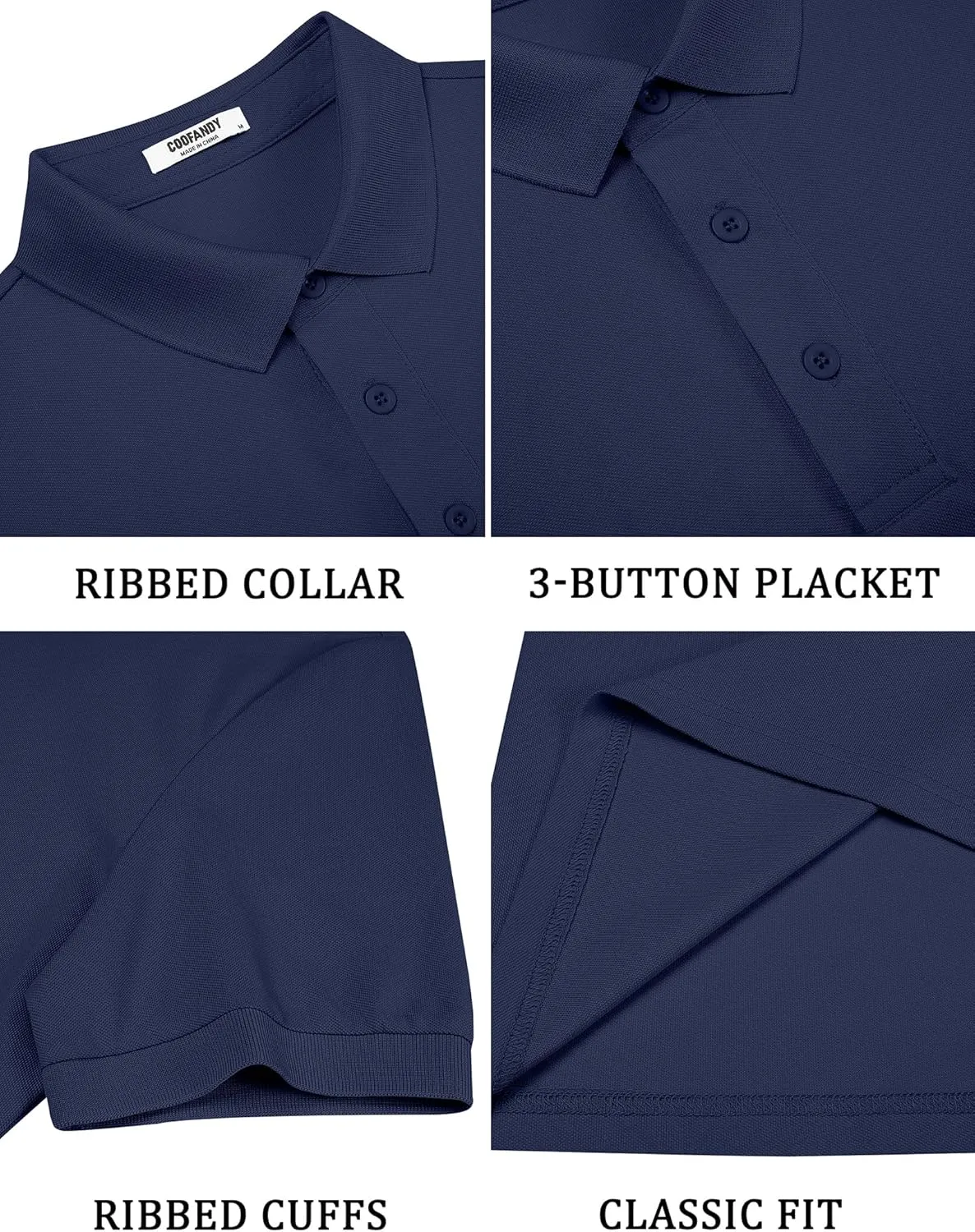 COOFANDY Men's Cotton Pique Polo Shirts Short Sleeve Golf Shirts Basic Casual Collared T-Shirt