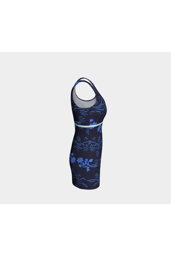 Dark Blue Floral Bodycon Dress