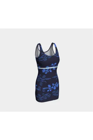 Dark Blue Floral Bodycon Dress