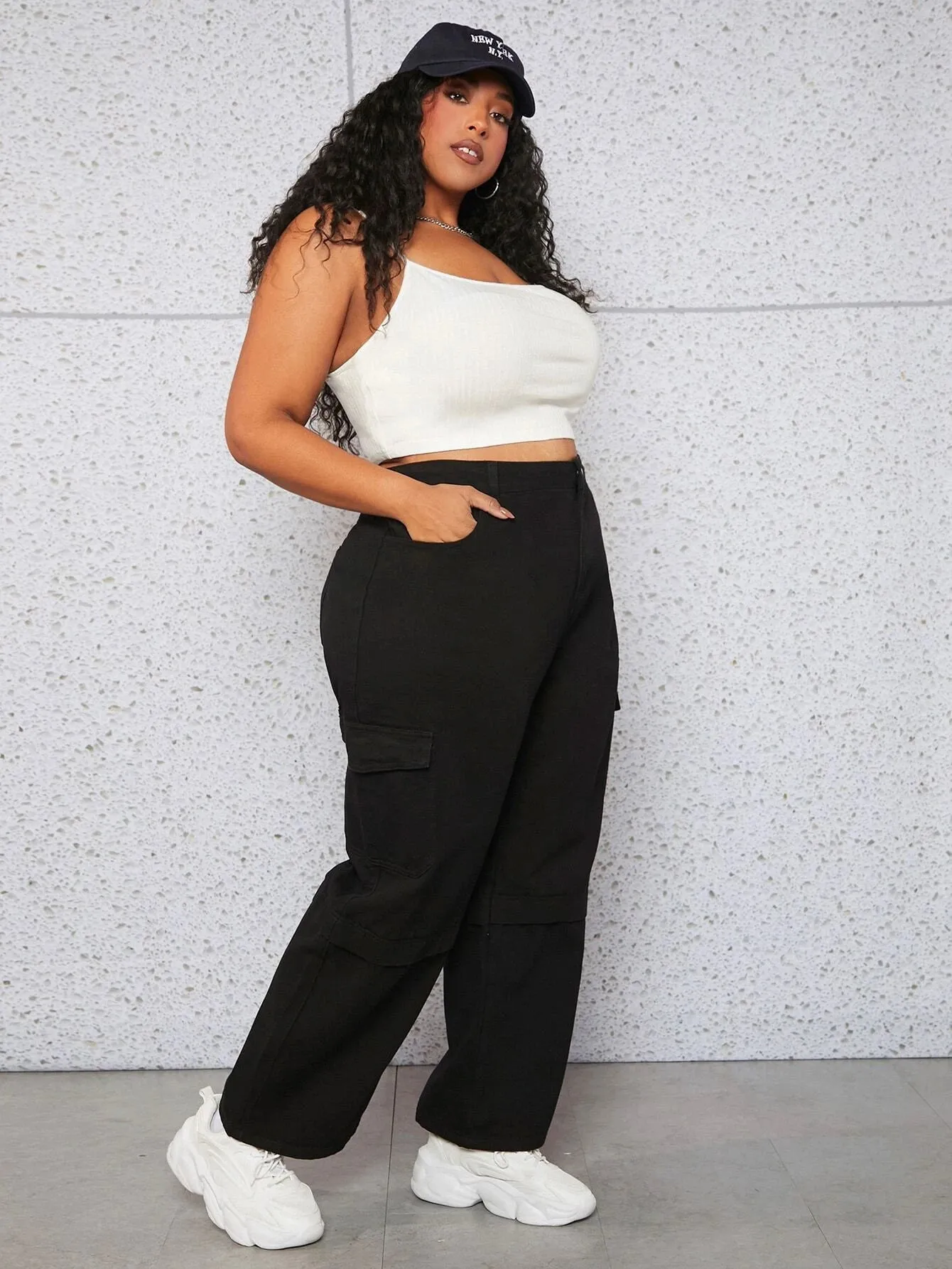 Denim Cargo Jeans With Flap Pockets
