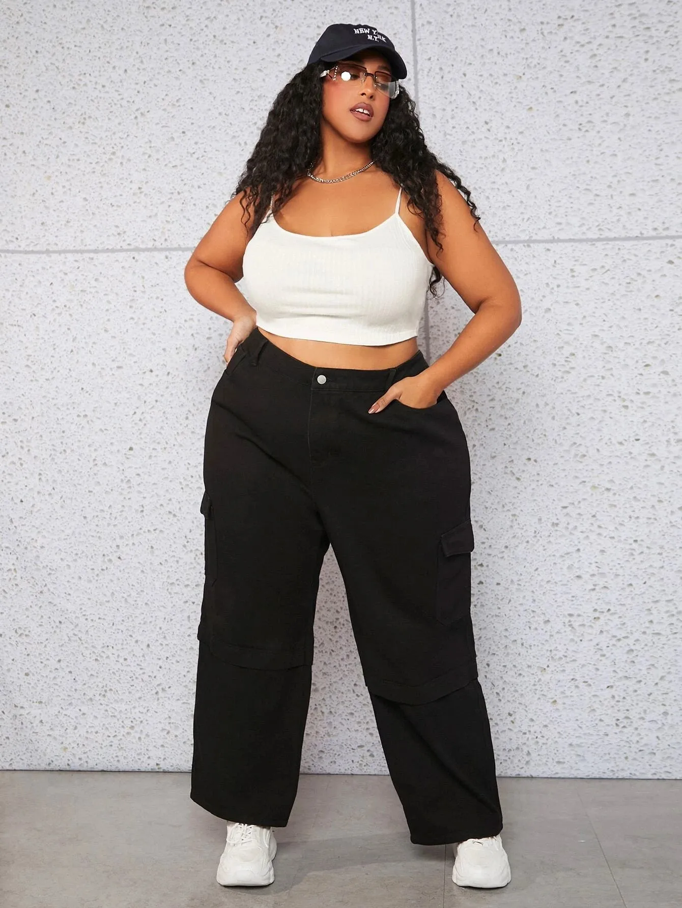 Denim Cargo Jeans With Flap Pockets