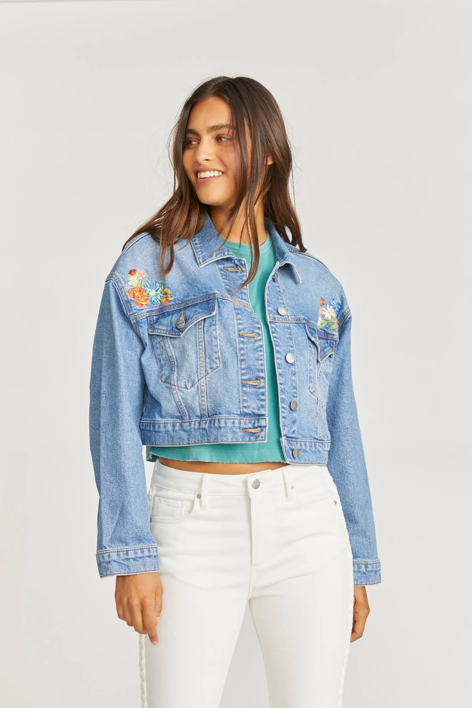 Denim Crop Jacket - Le Bouquet