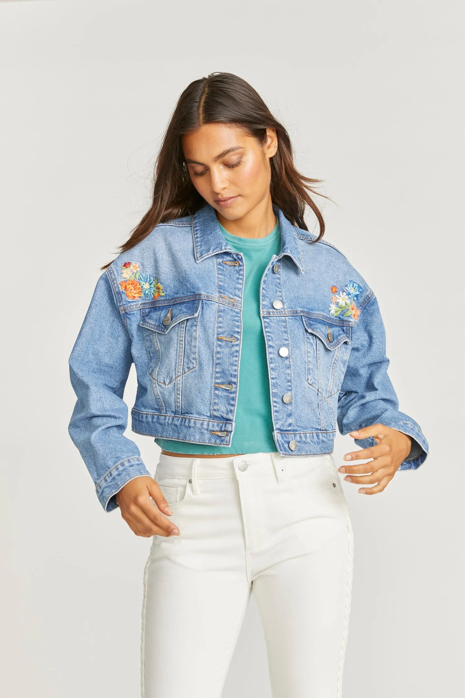Denim Crop Jacket - Le Bouquet