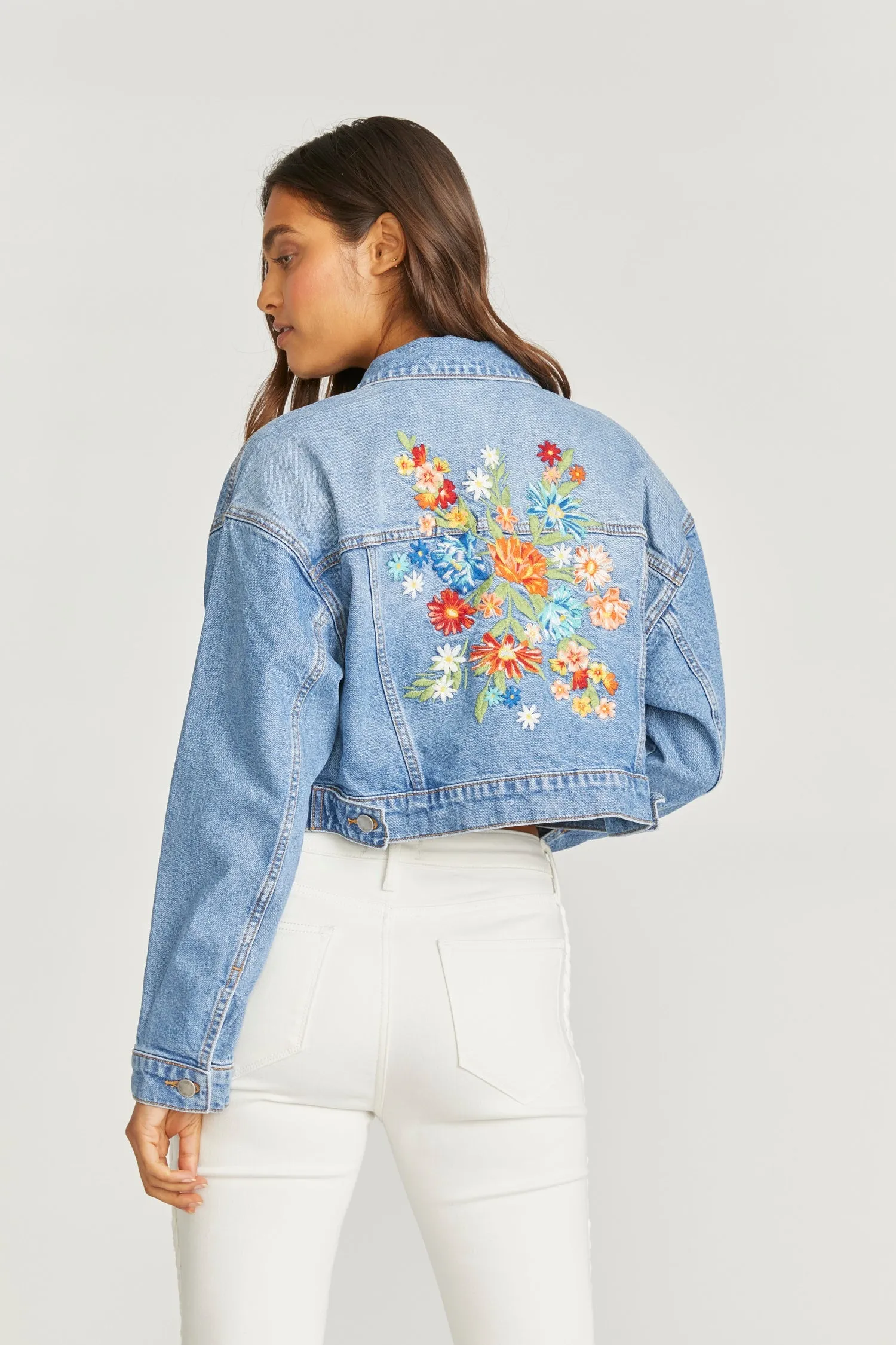 Denim Crop Jacket - Le Bouquet