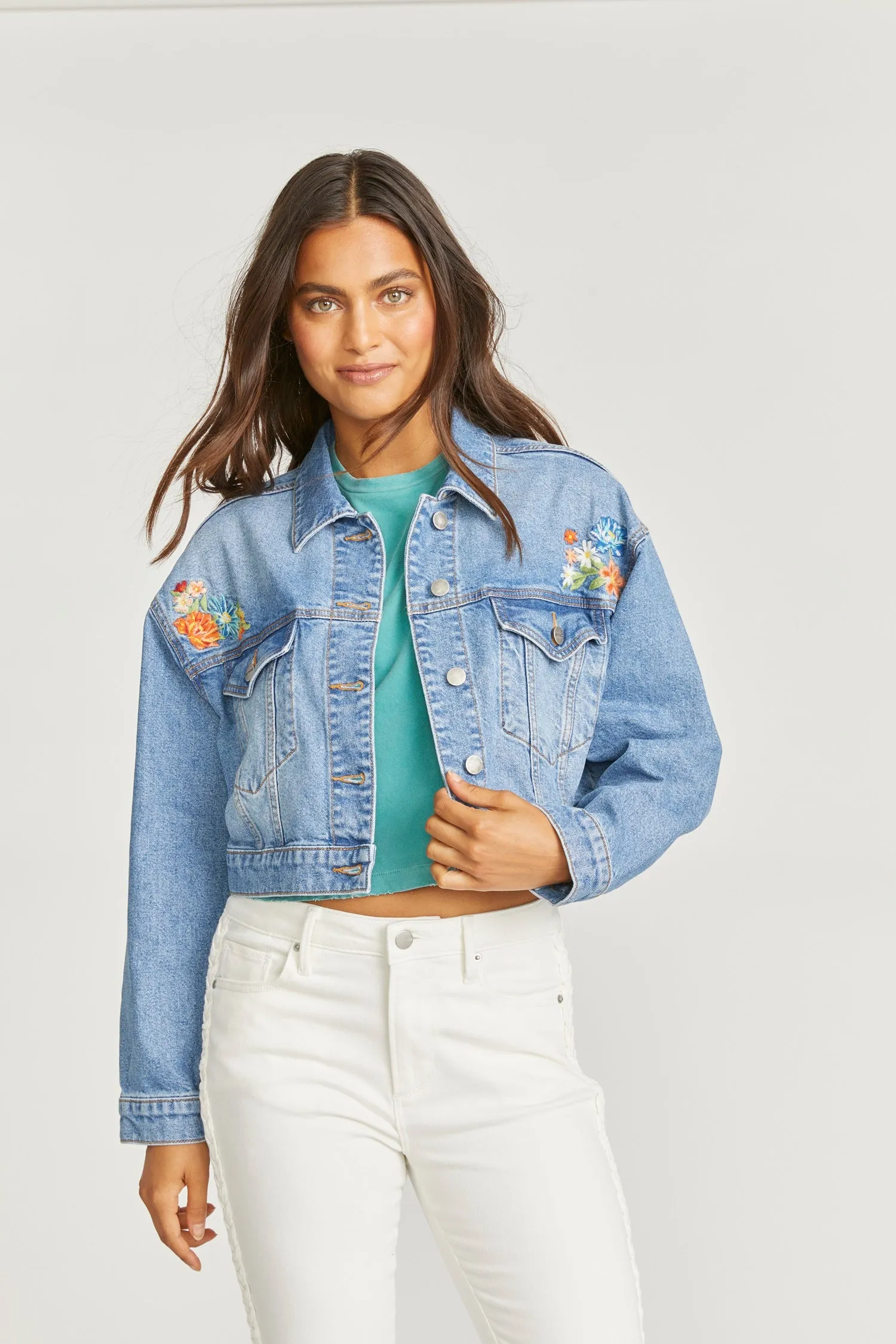 Denim Crop Jacket - Le Bouquet