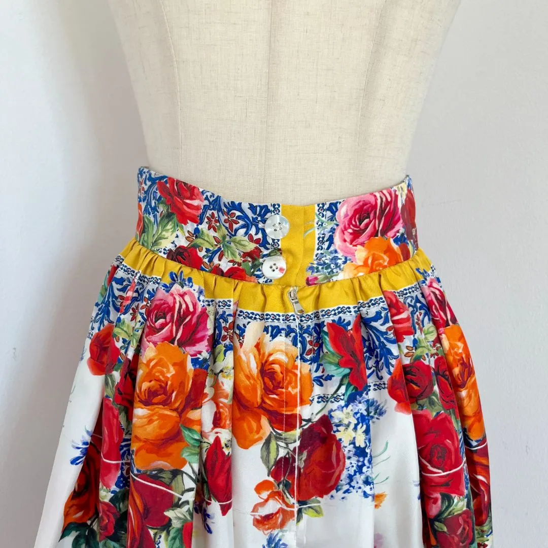 Dolce & Gabbana Silk Floral Print Skirt