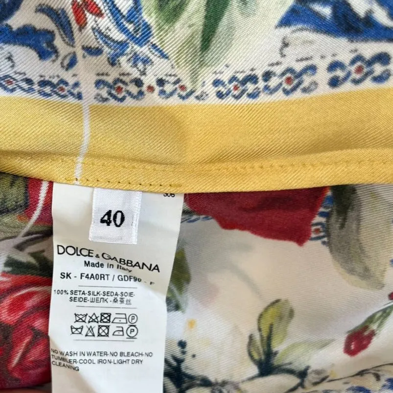 Dolce & Gabbana Silk Floral Print Skirt