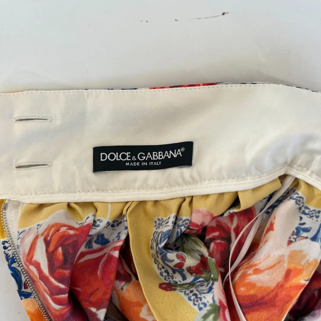 Dolce & Gabbana Silk Floral Print Skirt