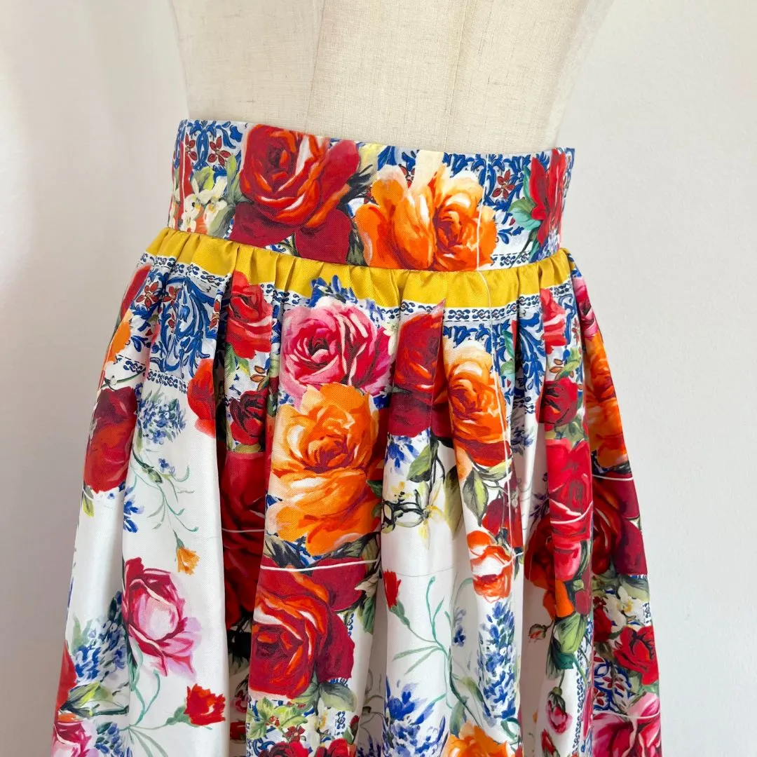 Dolce & Gabbana Silk Floral Print Skirt