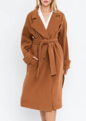 Double Breasted Notch Collar Oversize Wool Trench Coat