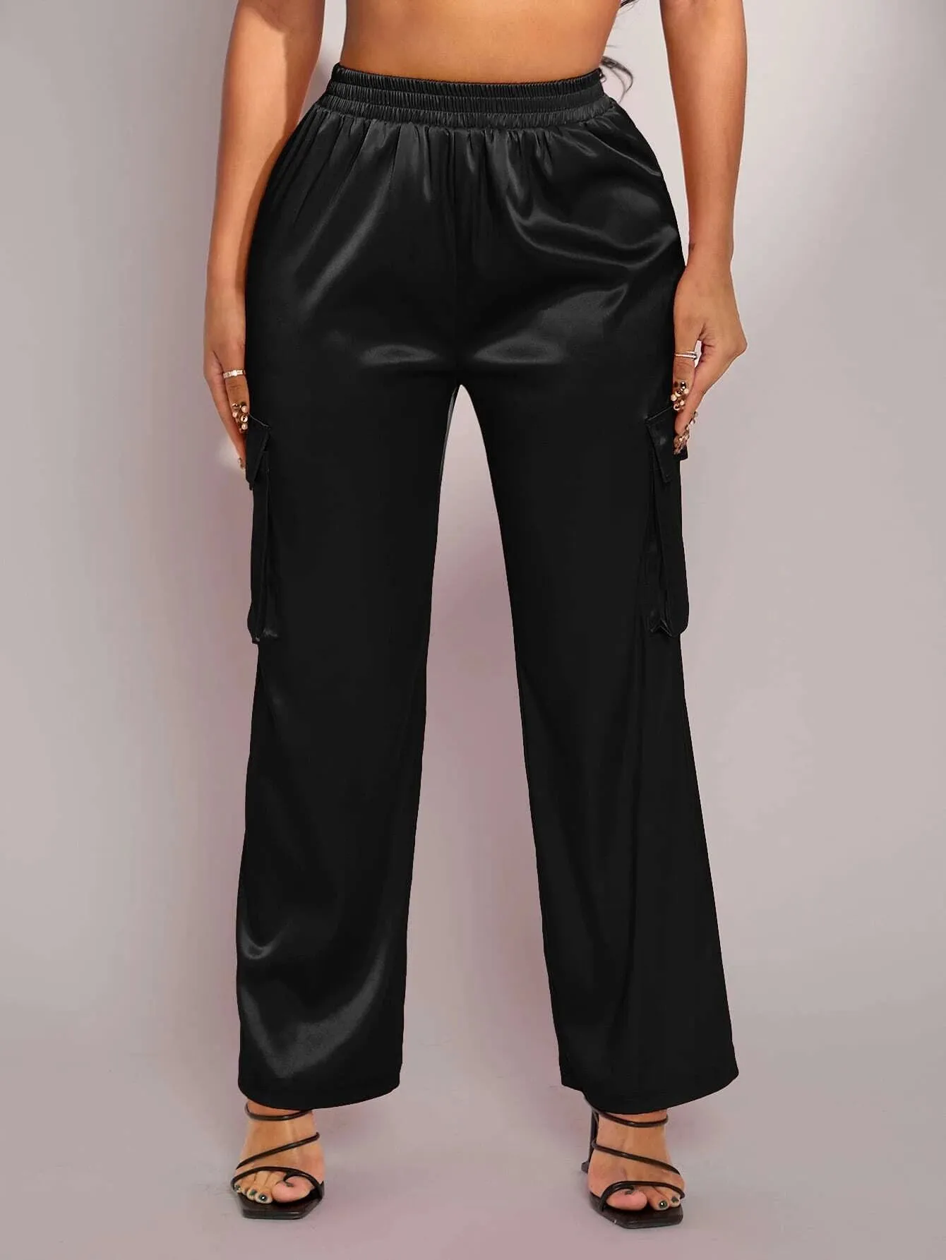 Drawstring Waist Satin Pants
