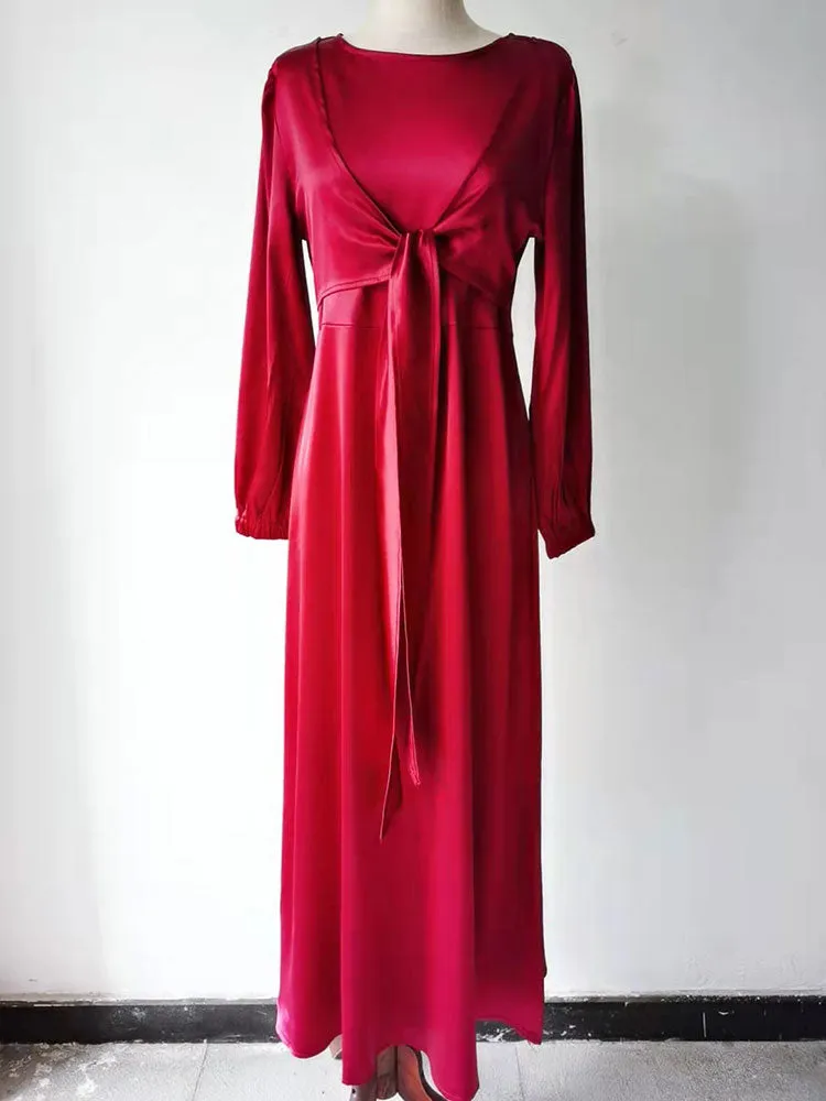 Elegant Wrap Satin Kaftan Abaya