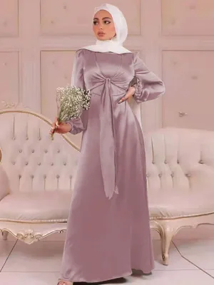 Elegant Wrap Satin Kaftan Abaya