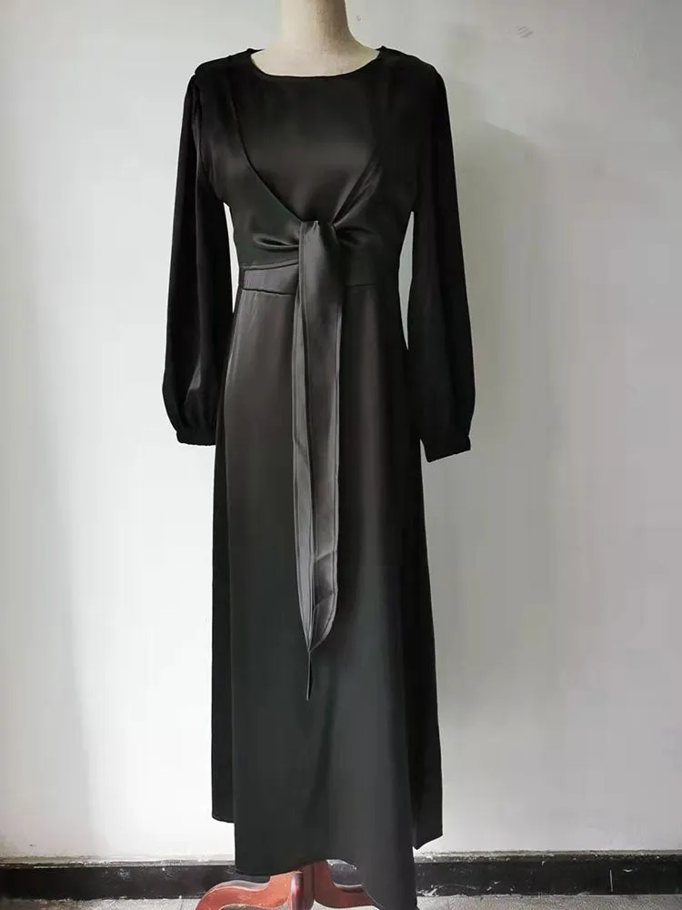 Elegant Wrap Satin Kaftan Abaya