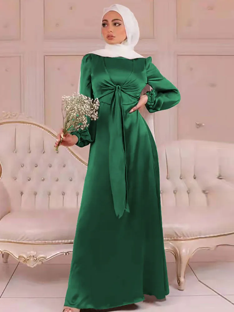 Elegant Wrap Satin Kaftan Abaya
