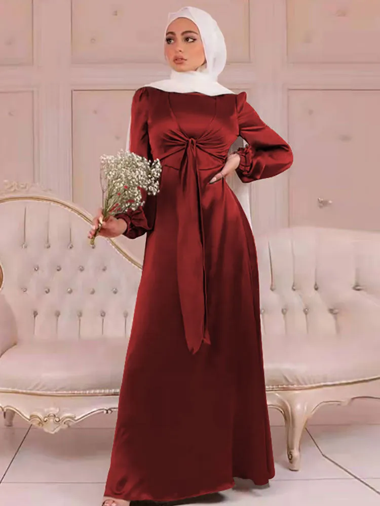 Elegant Wrap Satin Kaftan Abaya
