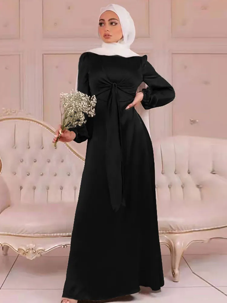 Elegant Wrap Satin Kaftan Abaya