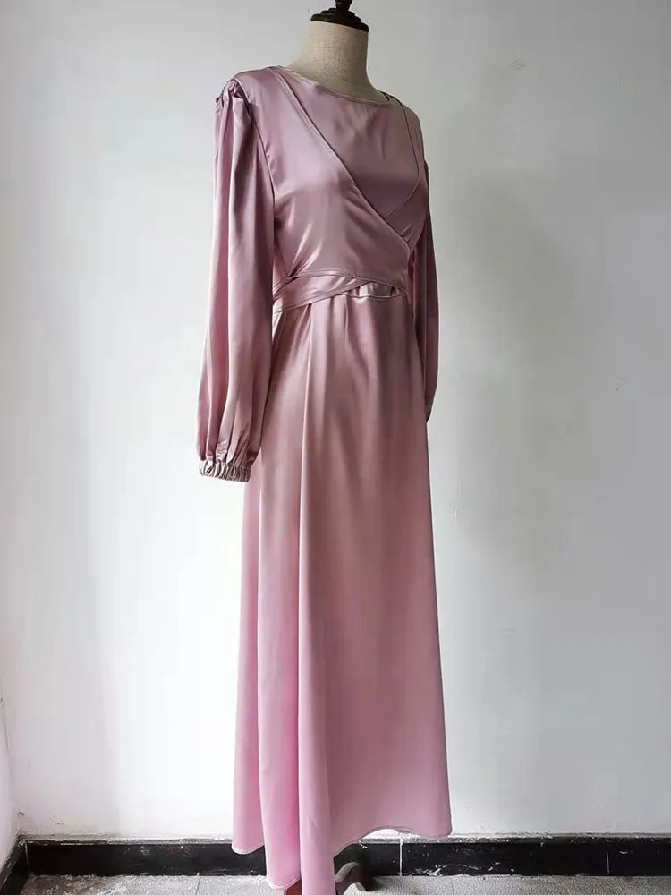 Elegant Wrap Satin Kaftan Abaya
