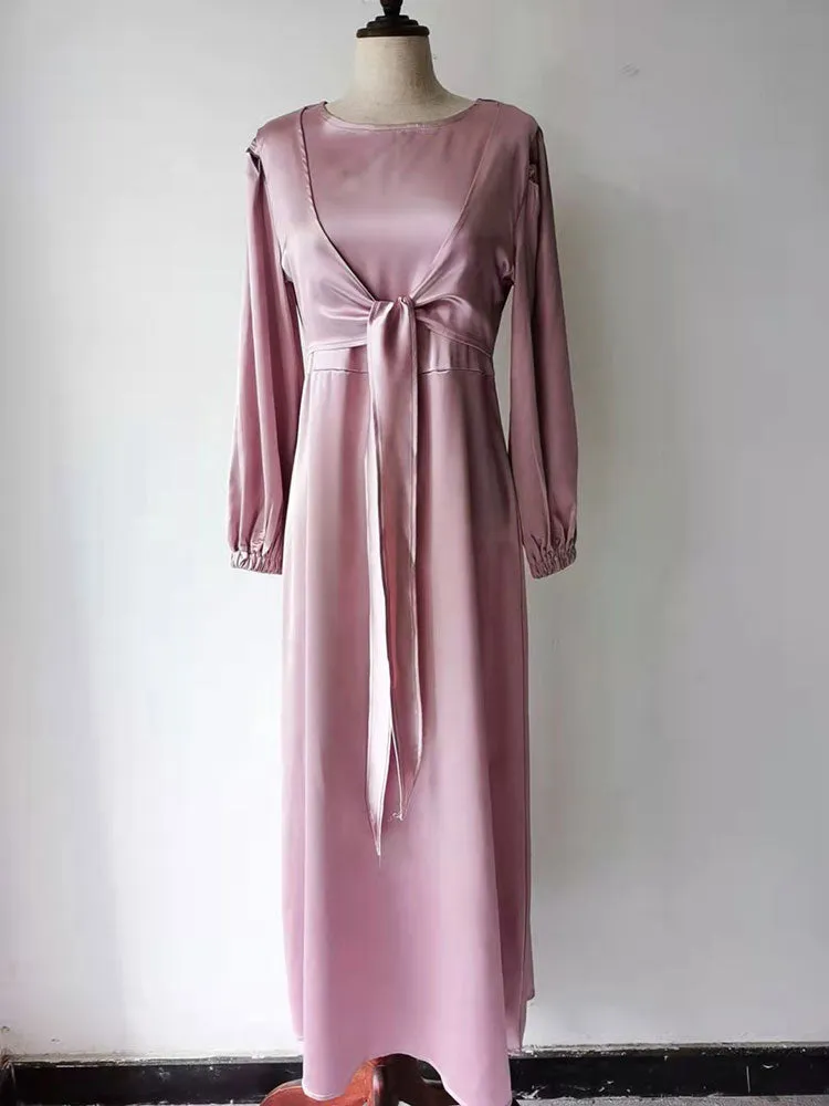 Elegant Wrap Satin Kaftan Abaya