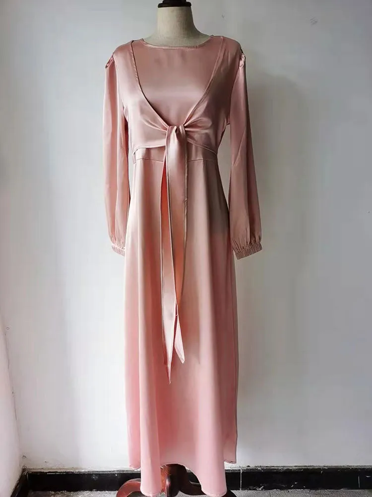 Elegant Wrap Satin Kaftan Abaya