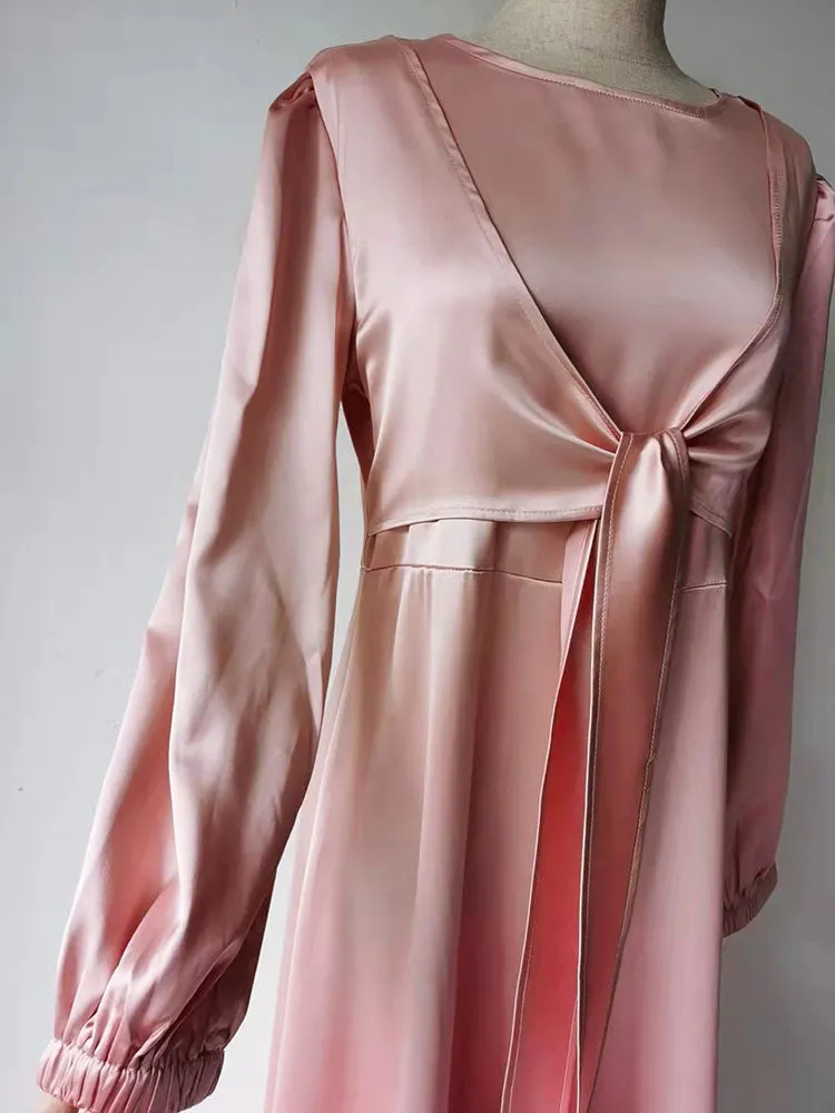 Elegant Wrap Satin Kaftan Abaya