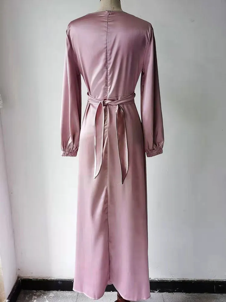 Elegant Wrap Satin Kaftan Abaya