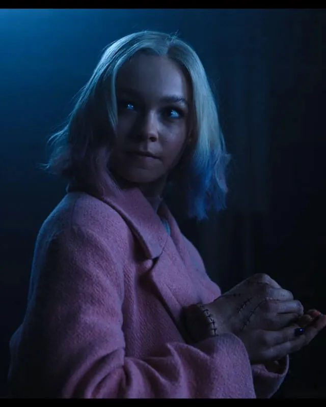Enid Sinclair Pink Coat Wednesday S01