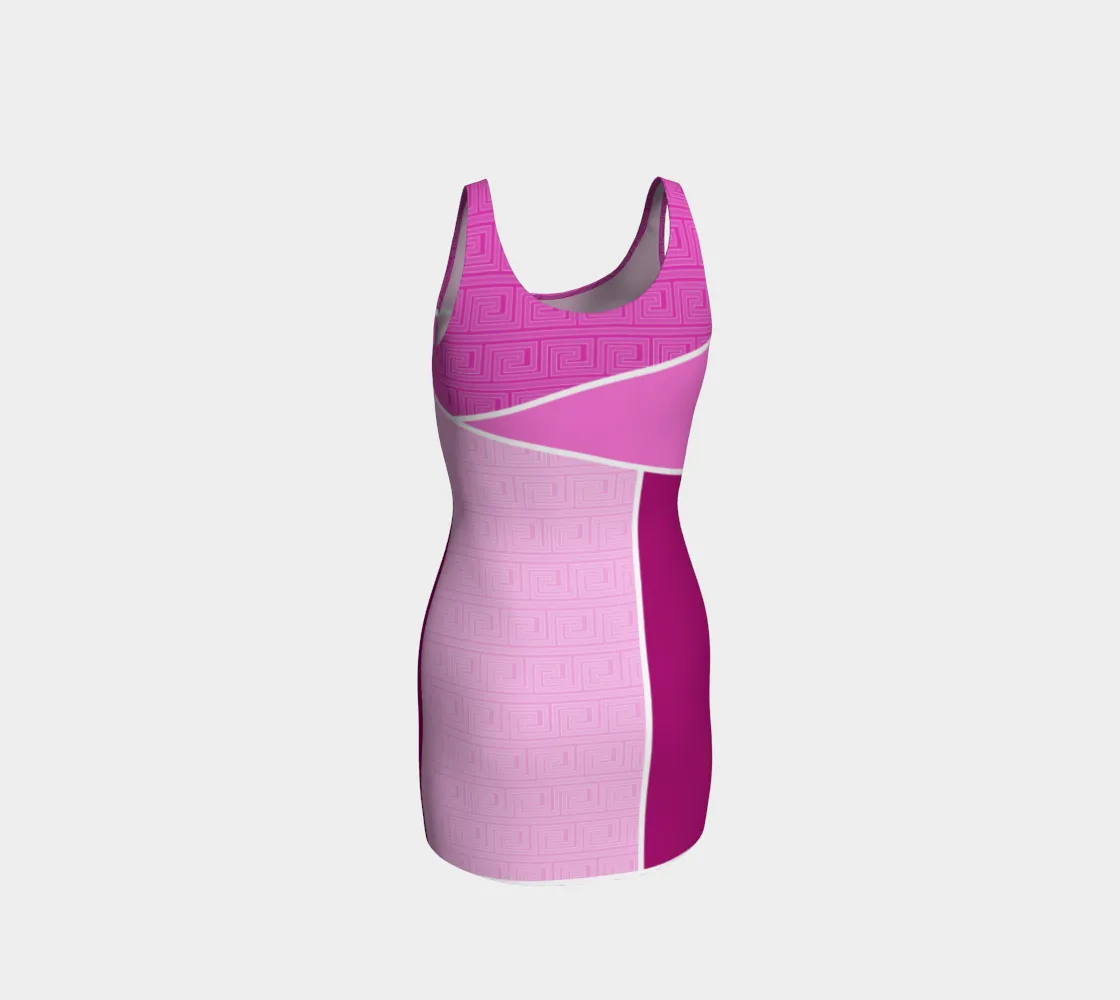 Fuchsia Greek Key Bodycon Dress