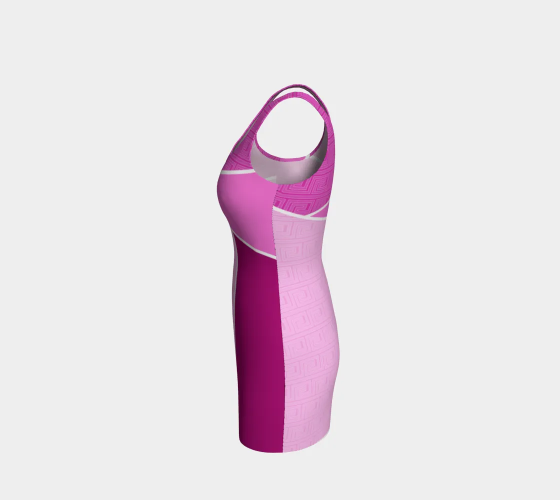 Fuchsia Greek Key Bodycon Dress