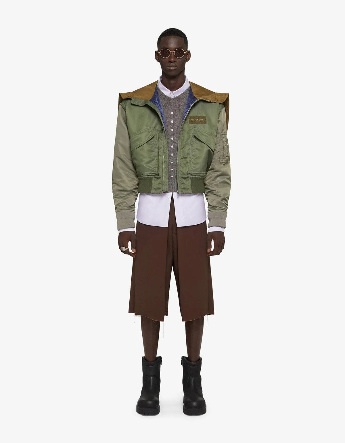 Givenchy Green Hooded Bomber Jacket