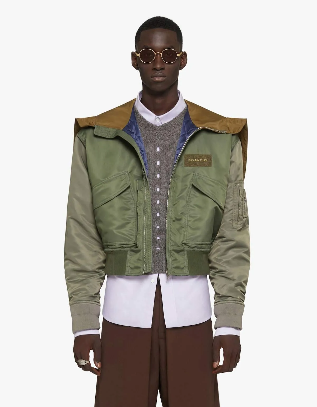 Givenchy Green Hooded Bomber Jacket