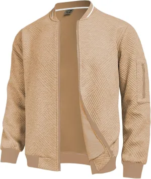 Hardaddy Men's Lightweight Bomber Jacket Textured Casual Varsity Coat