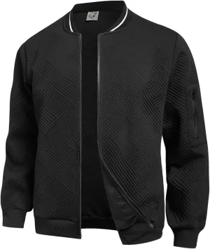 Hardaddy Men's Lightweight Bomber Jacket Textured Casual Varsity Coat