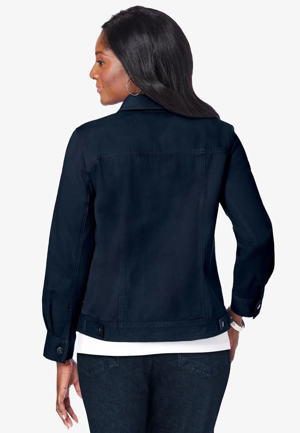 Jessica London Women's Plus Size Classic Cotton Button Down Denim Jean Jacket