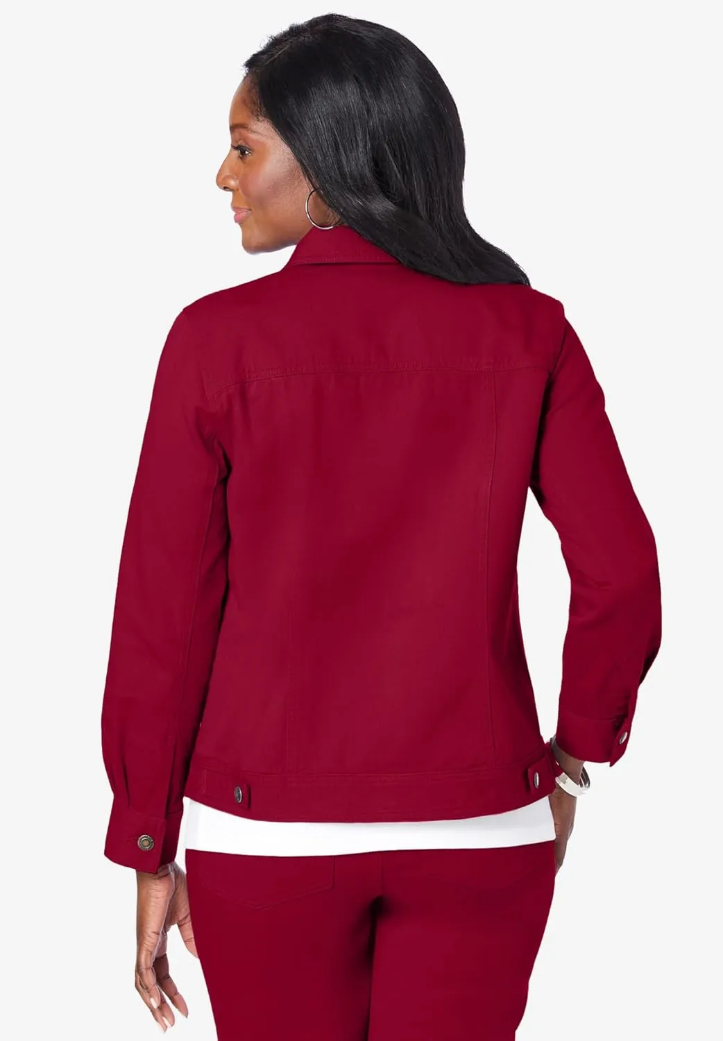 Jessica London Women's Plus Size Classic Cotton Button Down Denim Jean Jacket