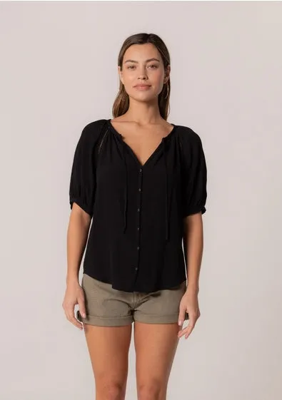 Juliet Button Down Puff Sleeve Blouse