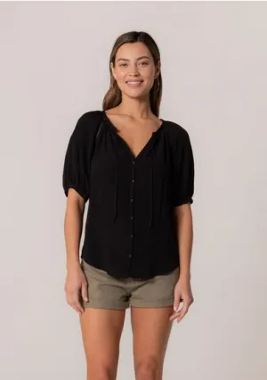 Juliet Button Down Puff Sleeve Blouse