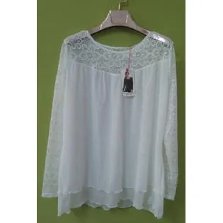 Ketty More Women Round Flower Lace Long Sleeves Blouse-KMWSB849