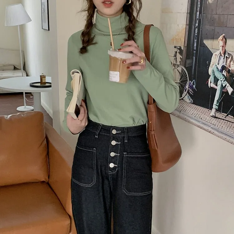 [Korean Style] Black High Waist Button-up Wide Leg Jeans