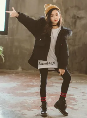 Long Children's Padded Cotton-Padded Jacket