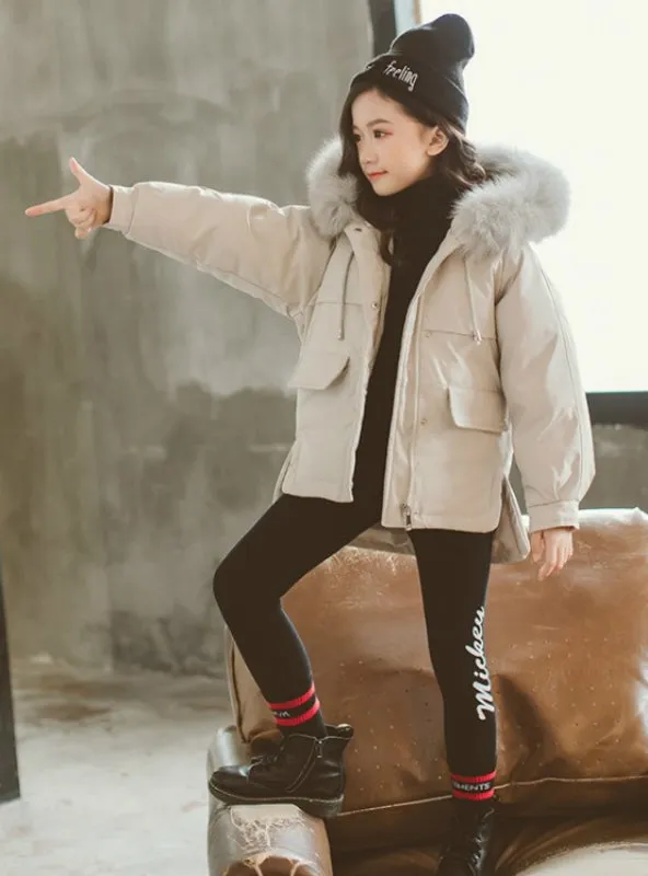 Long Children's Padded Cotton-Padded Jacket