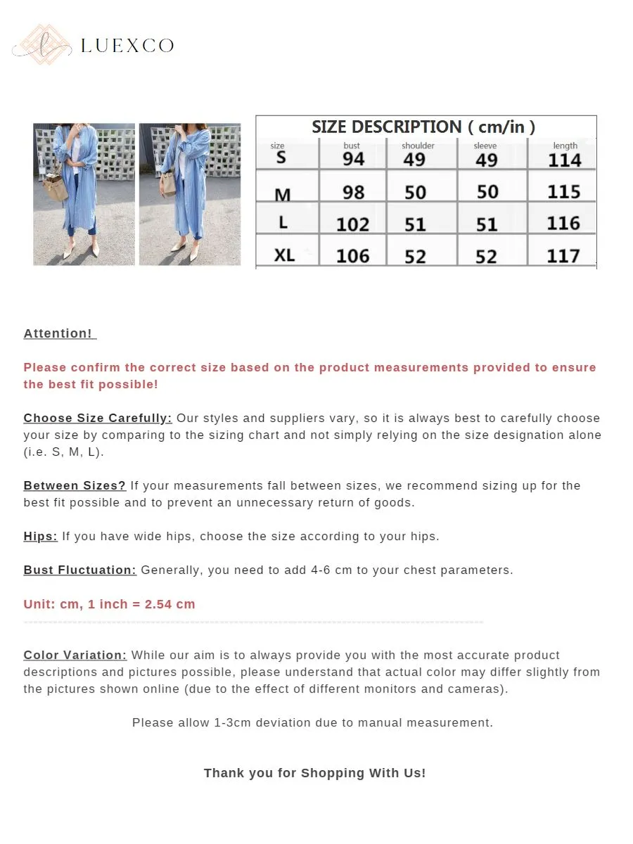 Luexco Women's Blue White Striped Casual Shirt Dress