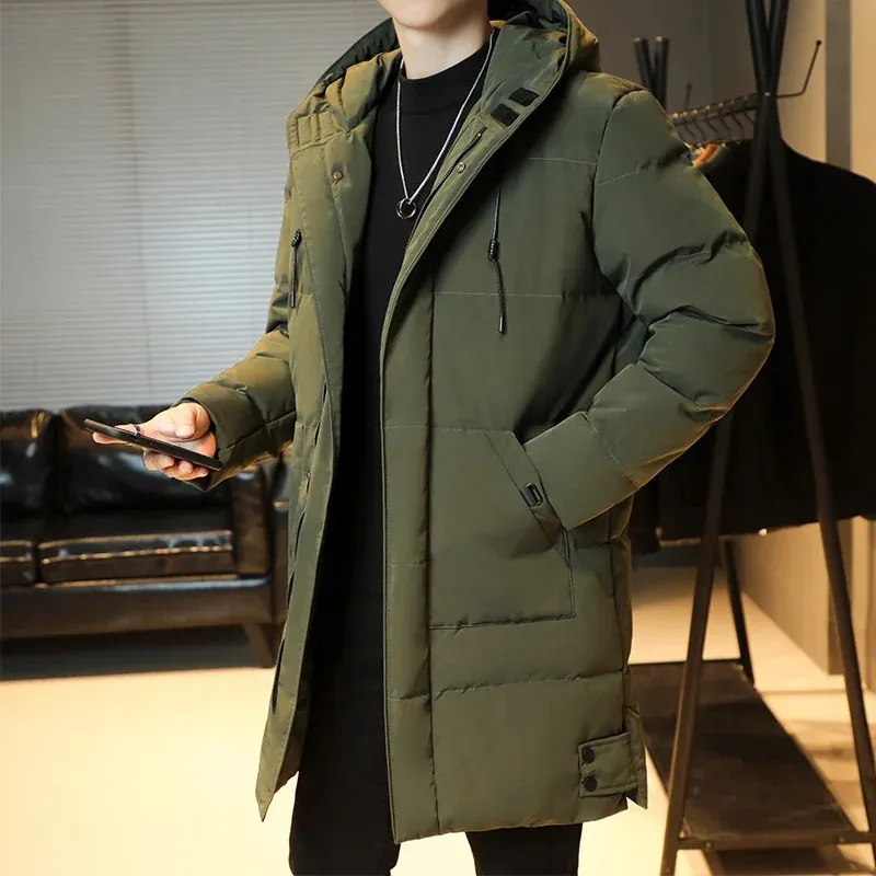 Men's Elegant Long Padded Puffer Jacket with Hood | Ideal for Autumn/Winter