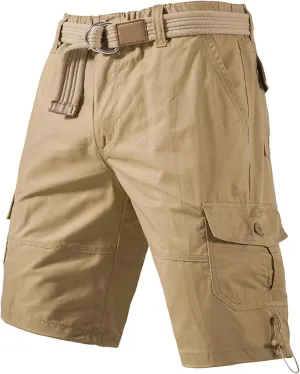 Mens Resort Wear 2025 Stretch Cargo Shorts Lightweight Wide Leg Work Shorts Summer Outdoor Multi Pockets Travel Pants